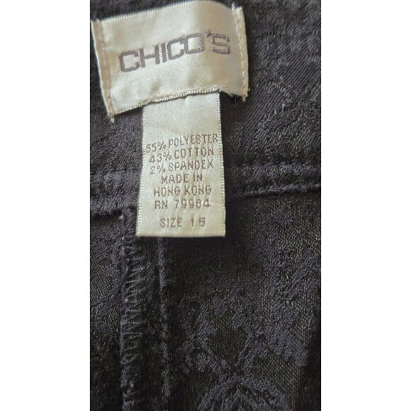 Chico's Embossed dress Pants Black Jacquard size 1.5 - Picture 3 of 8
